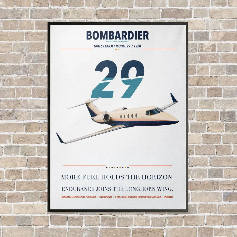 Bombardier Learjet 29 vertical canvas print - framed - white background