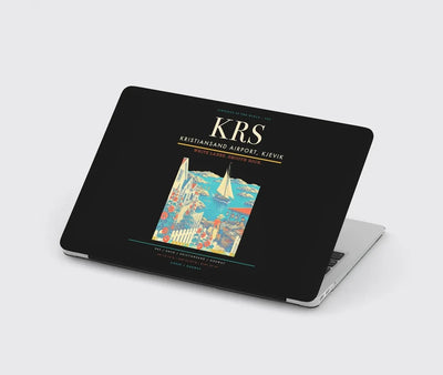 Kristiansand Airport, Kjevik (KRS) design on black MacBook case