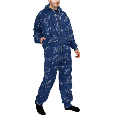 Paper Airplane & Fly (Blue) Jumpsuit for Men & Women aviation design on soft cotton blend jumpsuit.