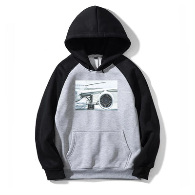Amazing Aircraft & Engine aviation design on colourful cotton blend colourful hoodie.