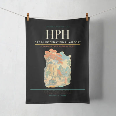Cat Bi International Airport (HPH) design on black towel
