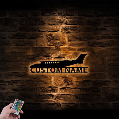 The Bombardier Learjet 75 aviation design on durable metal with LED metal wall art.