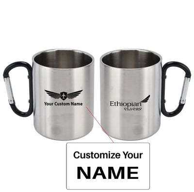 Ethiopian Airlines aviation design on outdoor mug, durable insulated construction.