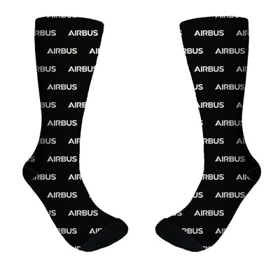 Airbus & Text aviation design on soft cotton blend socks.