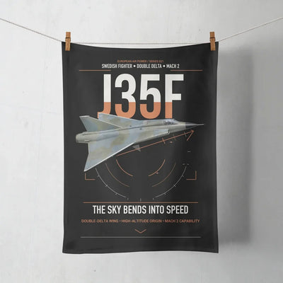 Saab J 35F Draken design on black towel