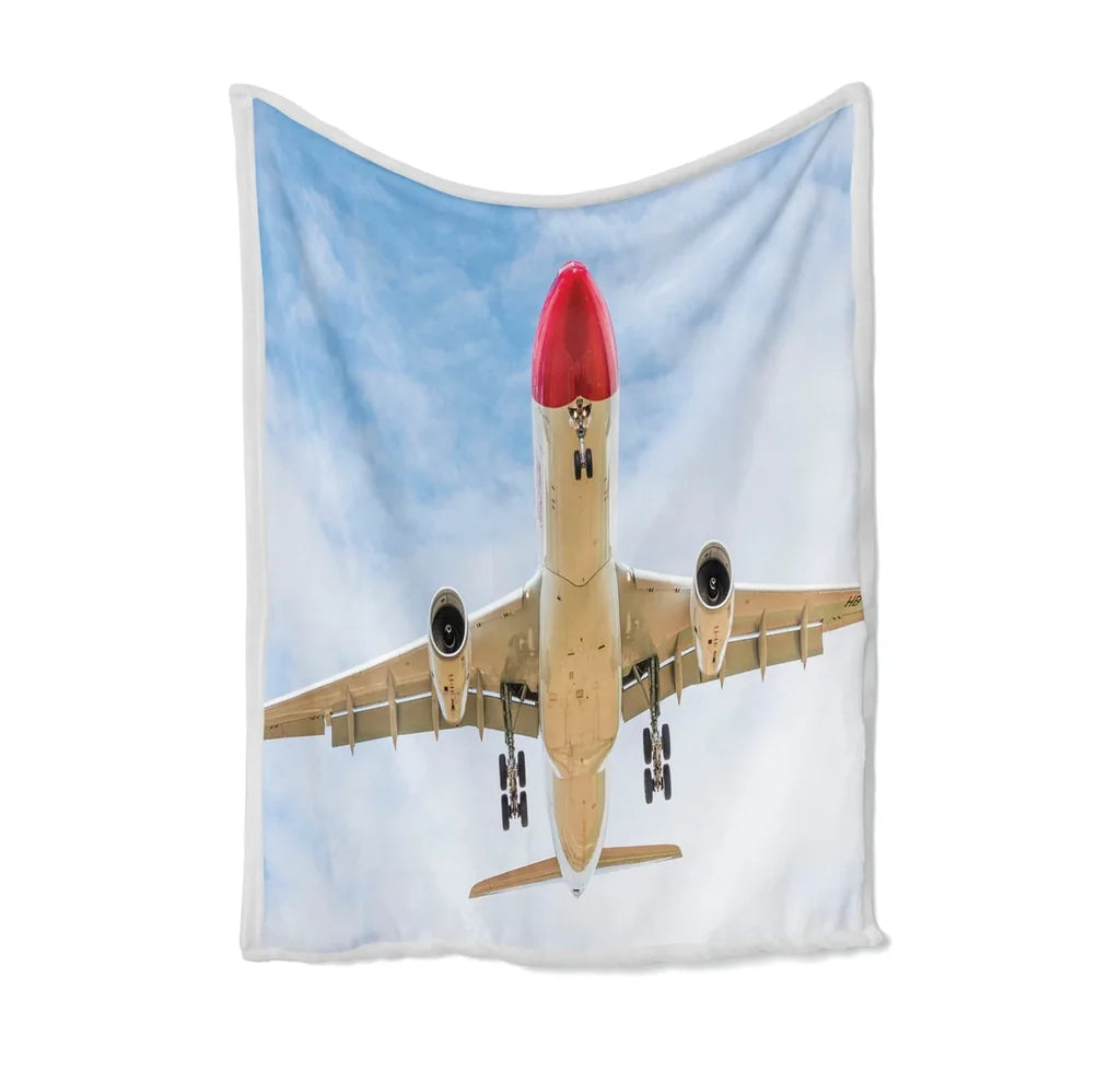 Beautiful Airbus A330 on Approach copy Bed Blankets & aviation print on soft fleece blanket.