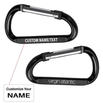 Virgin Atlantic Airlines aviation aluminum alloy carabiner key chain in aircraft-grade aluminum.