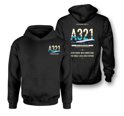 Airbus A321XLR design on black hoodie