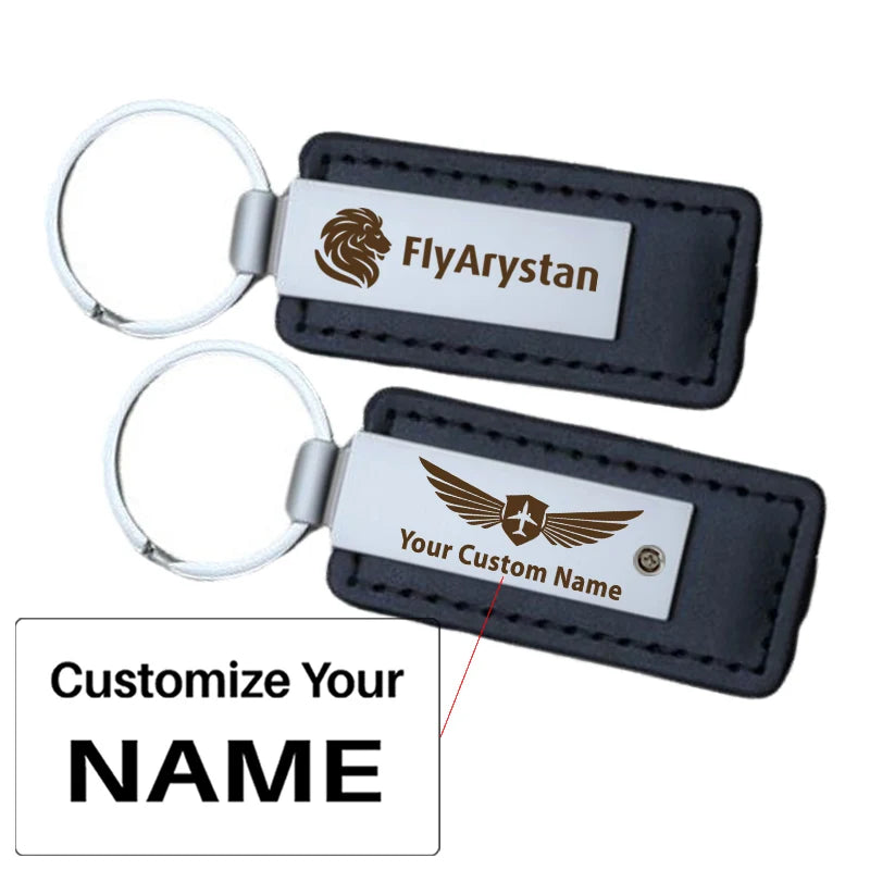 FlyArystan aviation PU leather key chain in PU faux leather.