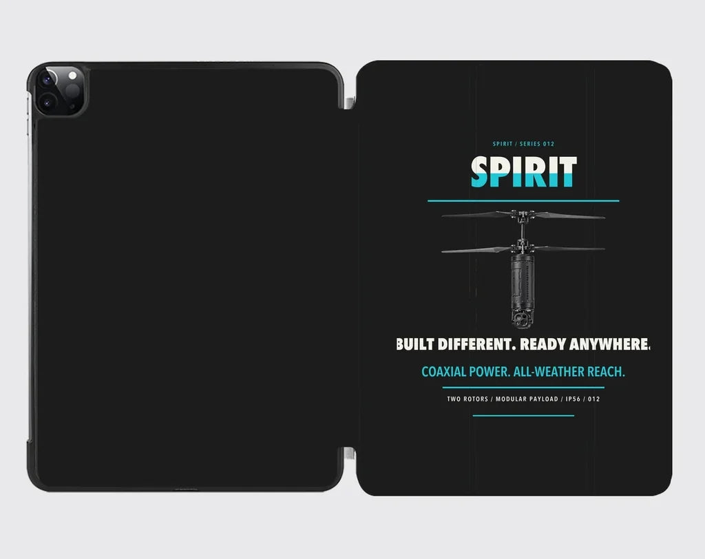 Ascent AeroSystems Spirit design on black ipad tablet case
