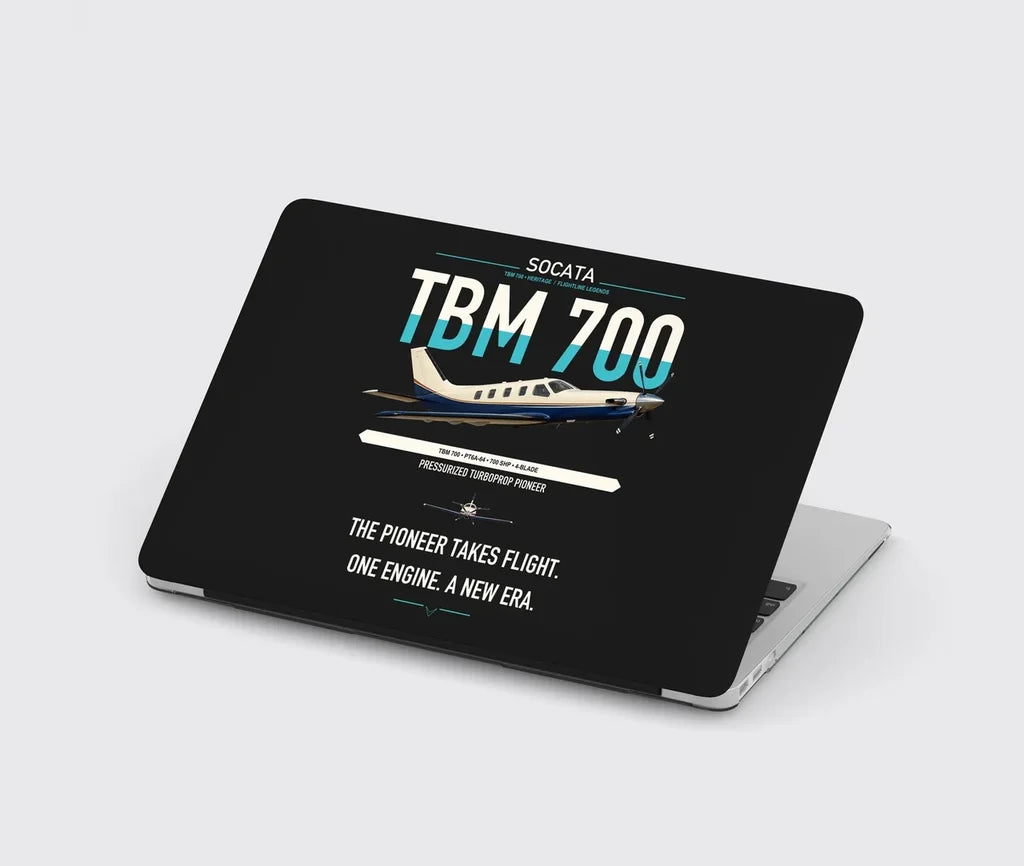 Socata TBM 700 design on black MacBook case