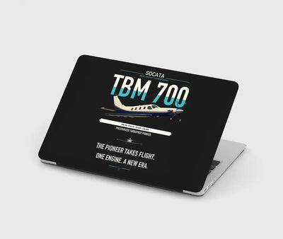 Socata TBM 700 design on black MacBook case