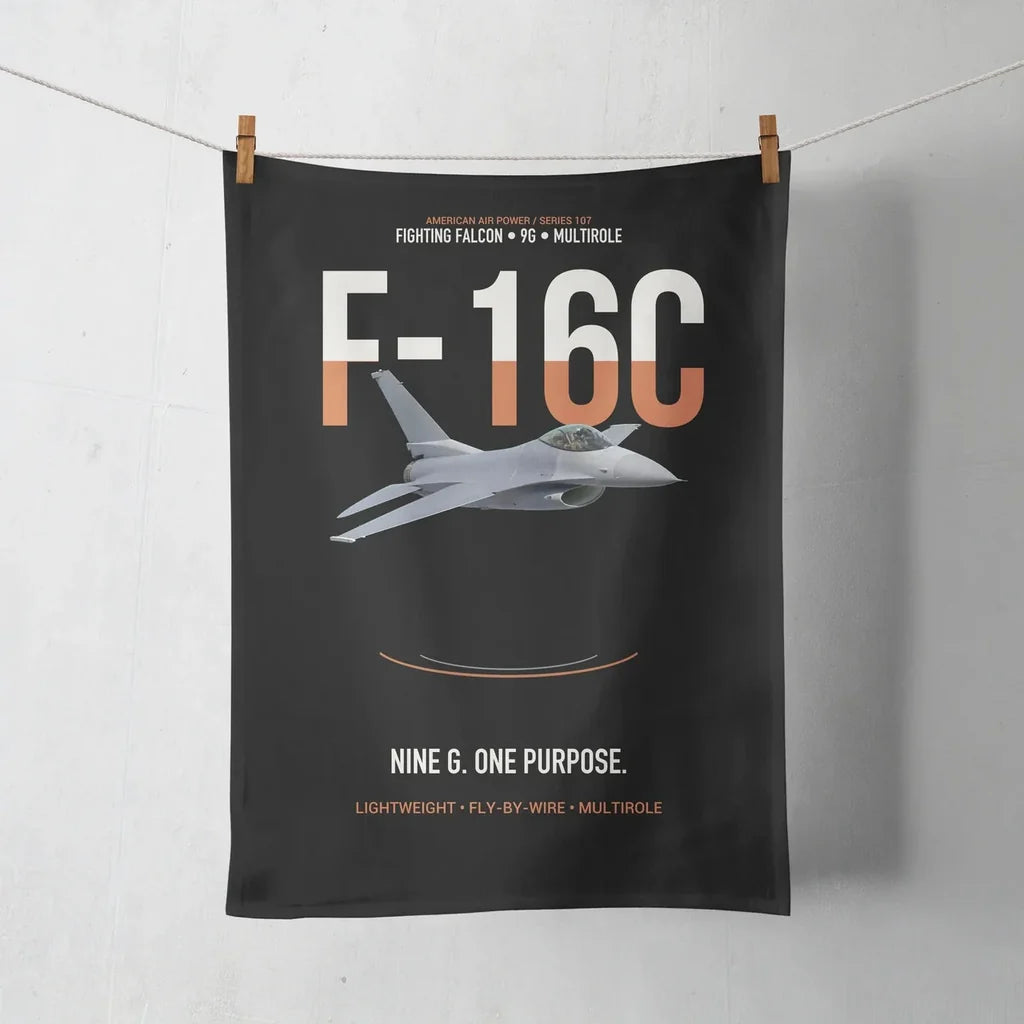 F-16C Fighting Falcon Nine G One Purpose design on black towel
