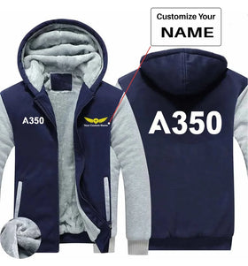 Airbus A350 Flat Text Zipped Sweatshirts