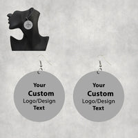 Thumbnail for Side view of Your Custom Design & Image & Logo & Text aviation drop earrings in wood with metal hooks, polished finish.