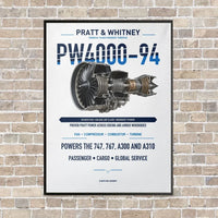 Thumbnail for PW4000-94 vertical canvas print - framed - white background