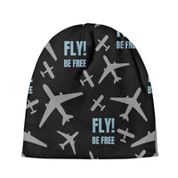 Thumbnail for Fly Be Free Black aviation embroidery on soft knit fabric 3D knit beanie.