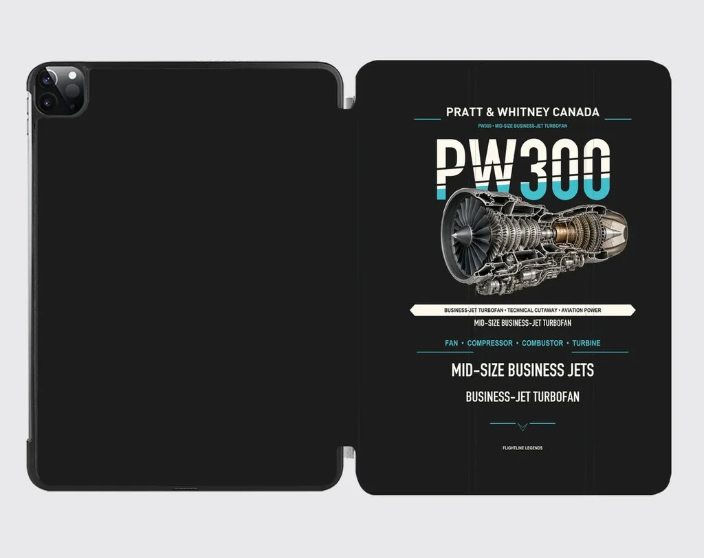 PW300 design on black ipad tablet case