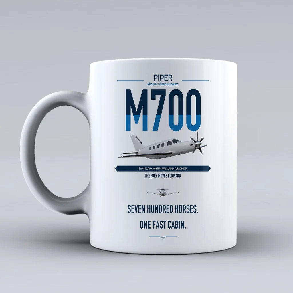 Piper M700 Fury design on white ceramic mug, double-side print