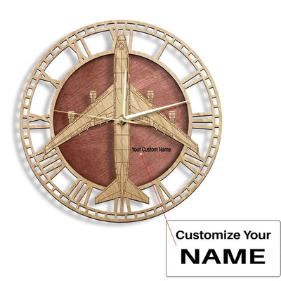 Boeing 747 aviation design on premium wood wooden wall clock.