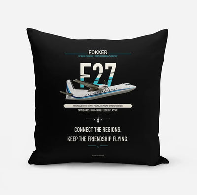Fokker F27 Mark 500 Friendship design on black pillow
