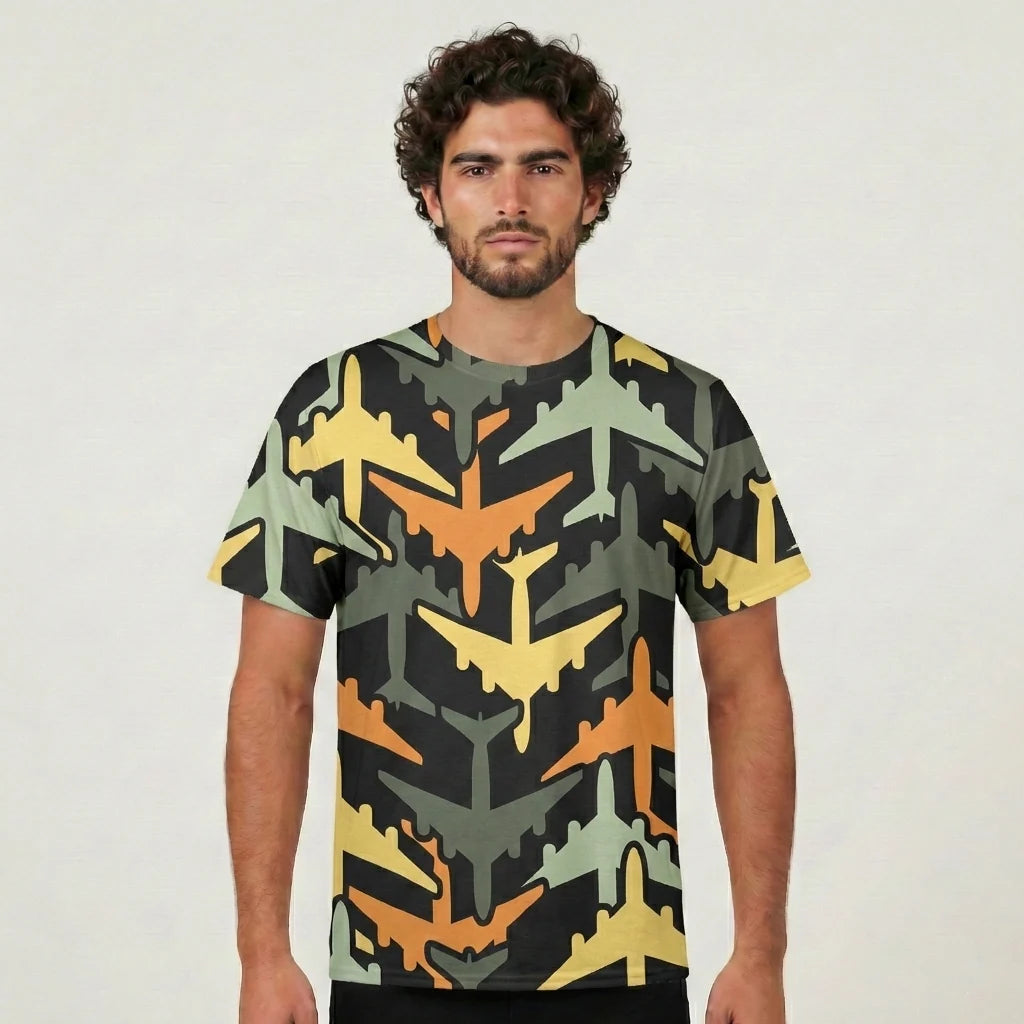 Volume 2 Super Colourful Airplanes aviation design printed on soft cotton 3D-print T-shirt.