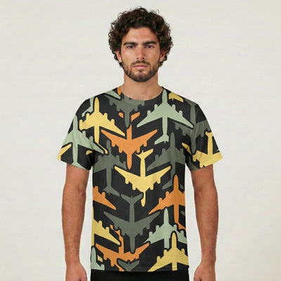 Volume 2 Super Colourful Airplanes aviation design printed on soft cotton 3D-print T-shirt.