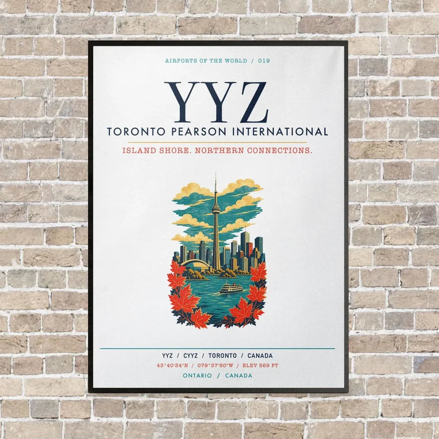 Toronto Pearson International Airport YYZ vertical canvas print - framed - white background