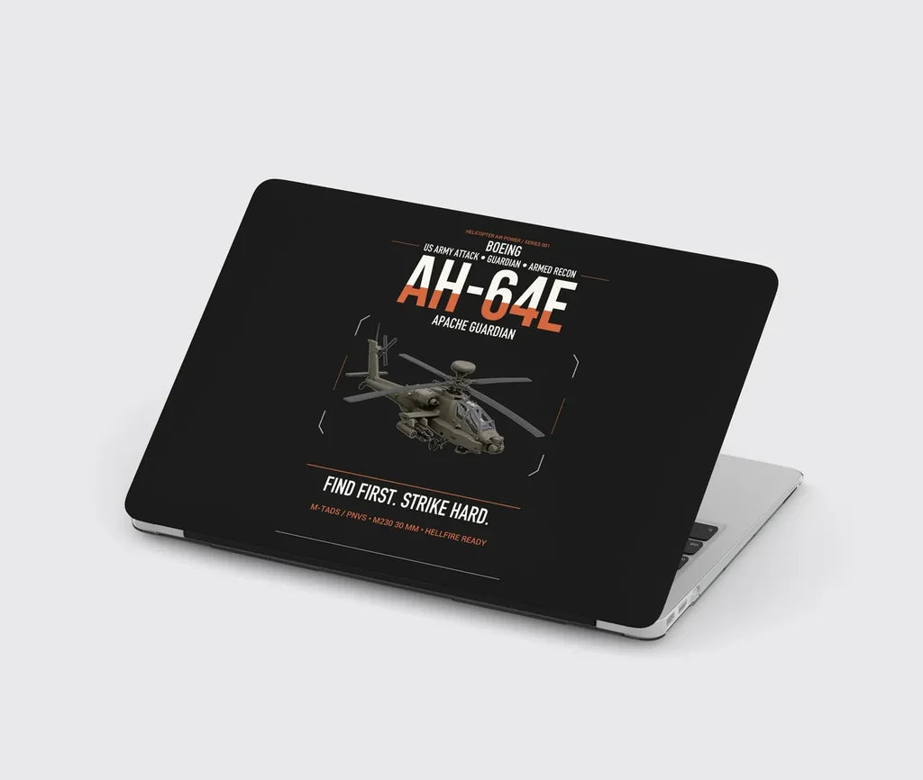 Boeing AH-64E Apache Guardian design on black MacBook case