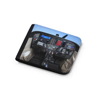 Thumbnail for Cessna 172 Cockpit aviation print wallet, leather.