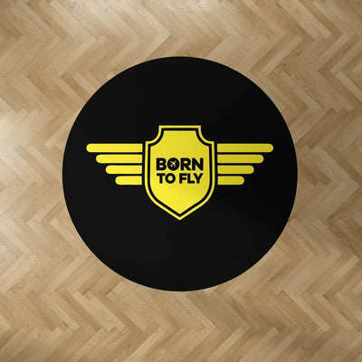 Born To Fly & Badge Carpet & Floor Mats (Round) aviation design on durable carpet pile with non-slip backing round carpet flo.