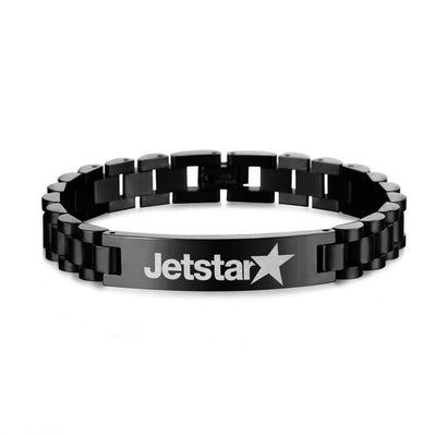 Jetstar Airlines aviation-themed chain bracelet, polished stainless steel.