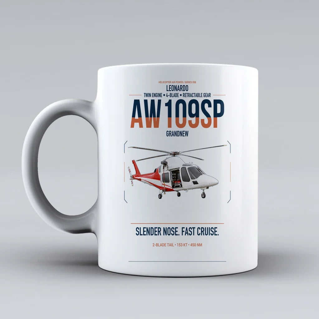 Leonardo AW109SP GrandNew design on white ceramic mug, double-side print