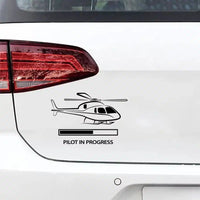 Thumbnail for Pilot In Progress (Helicopter) Car aviation design car sticker in weather-resistant vinyl.