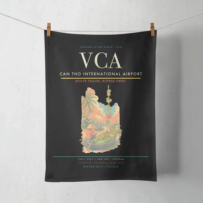 Can Tho International Airport (VCA) design on black towel