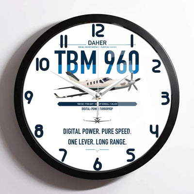Daher TBM 960 design on white framed wall clock
