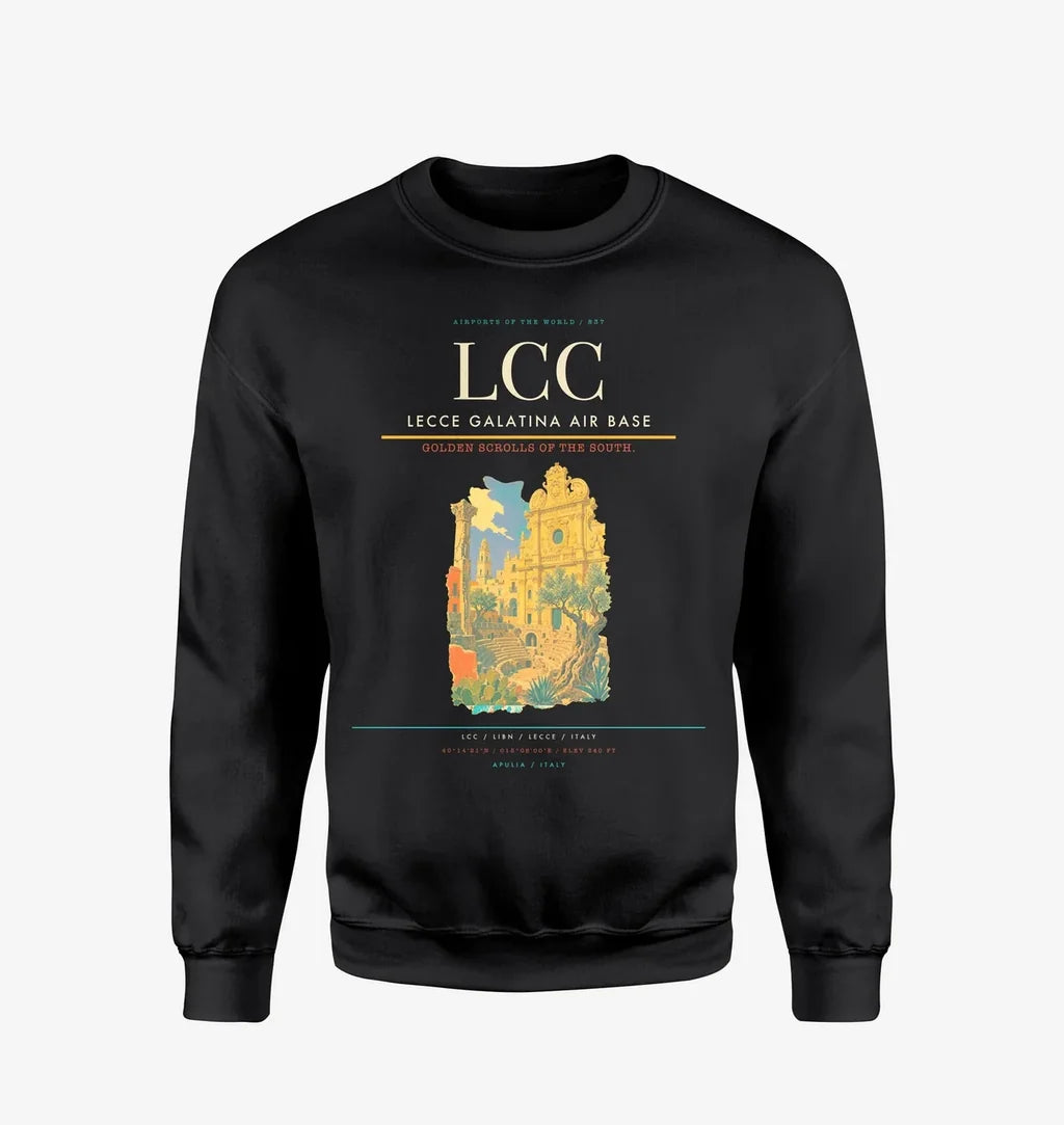 Lecce Galatina Air Base (LCC) design on black sweatshirt