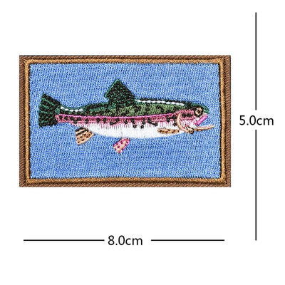 Rectangular Fish (4) Embroidery aviation design patch in embroidered fabric.
