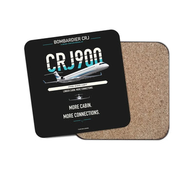 Bombardier CRJ900 design on black 1 piece coaster