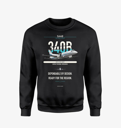 Saab 340B design on black sweatshirt