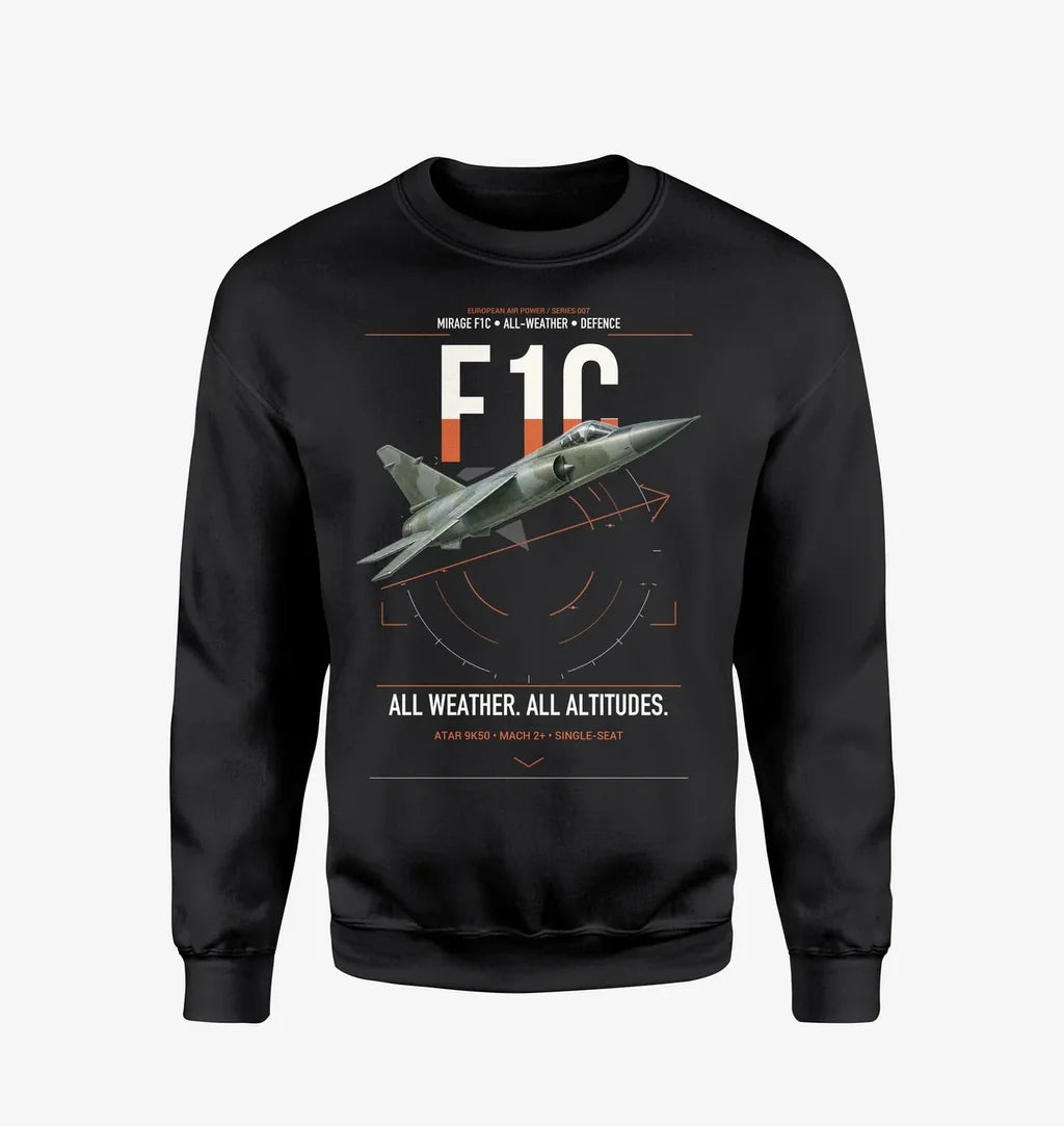 Dassault Mirage F1C design on black sweatshirt