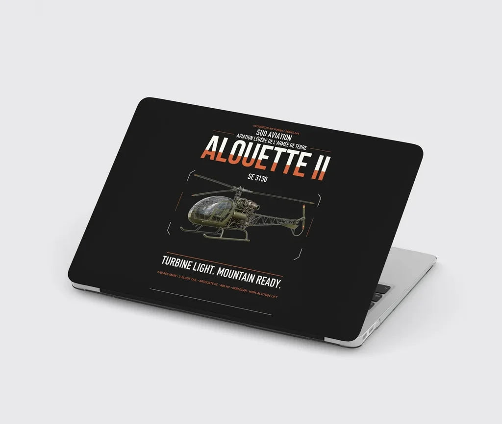 Sud Aviation SE 3130 Alouette II design on black MacBook case