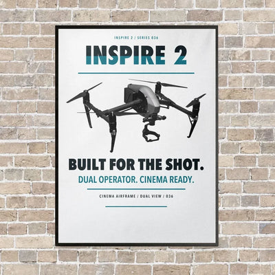 DJI Inspire 2 vertical canvas print - framed - white background