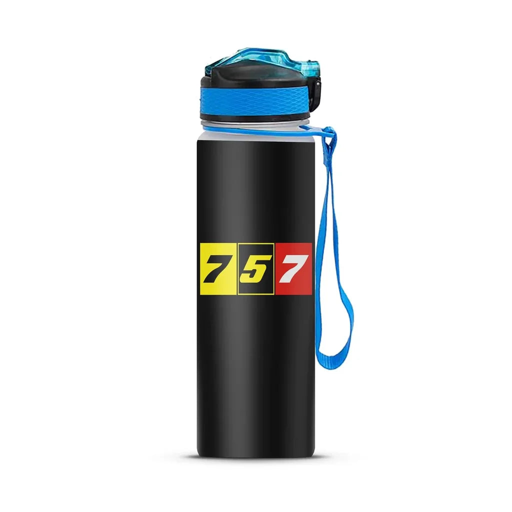 Flat Colourful 757 Sports aviation design on sport kettle, insulated bottle with sport spout.