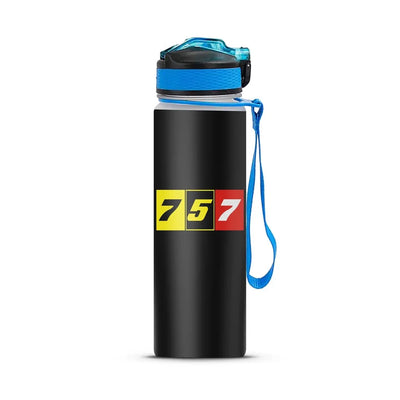 Flat Colourful 757 Sports aviation design on sport kettle, insulated bottle with sport spout.