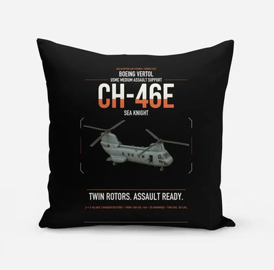 Boeing Vertol CH-46E Sea Knight design on black pillow