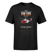 Thumbnail for Leonardo AW189 design on black t-shirt, single-side print