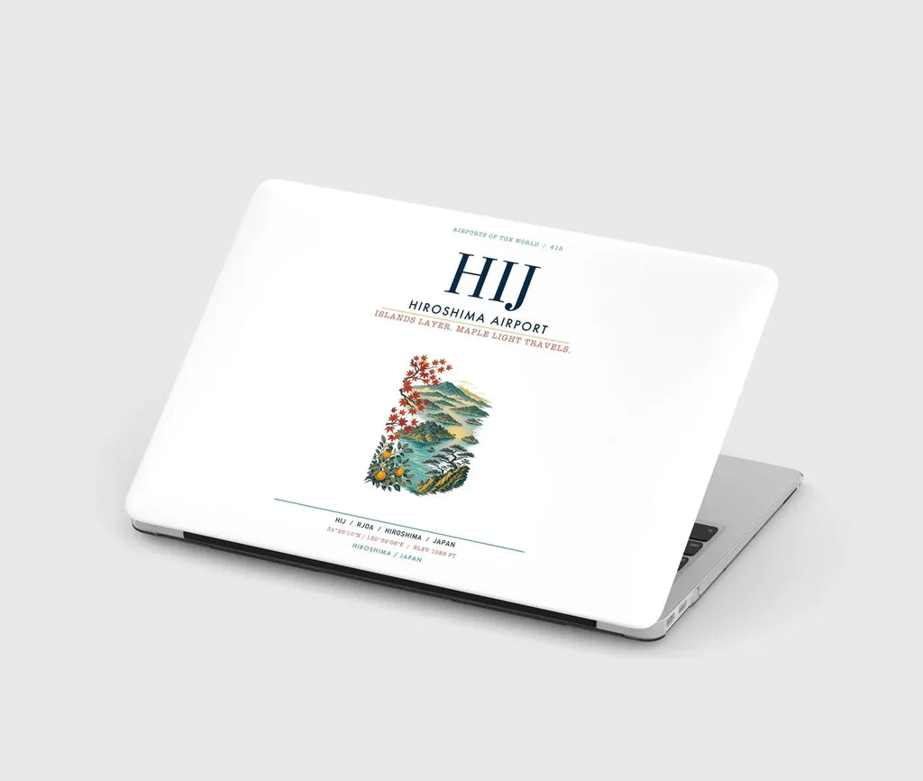Hiroshima Airport (HIJ) design on white MacBook case