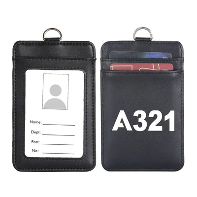 Airbus A321 Flat Text aviation design ID card holder, faux leather construction.