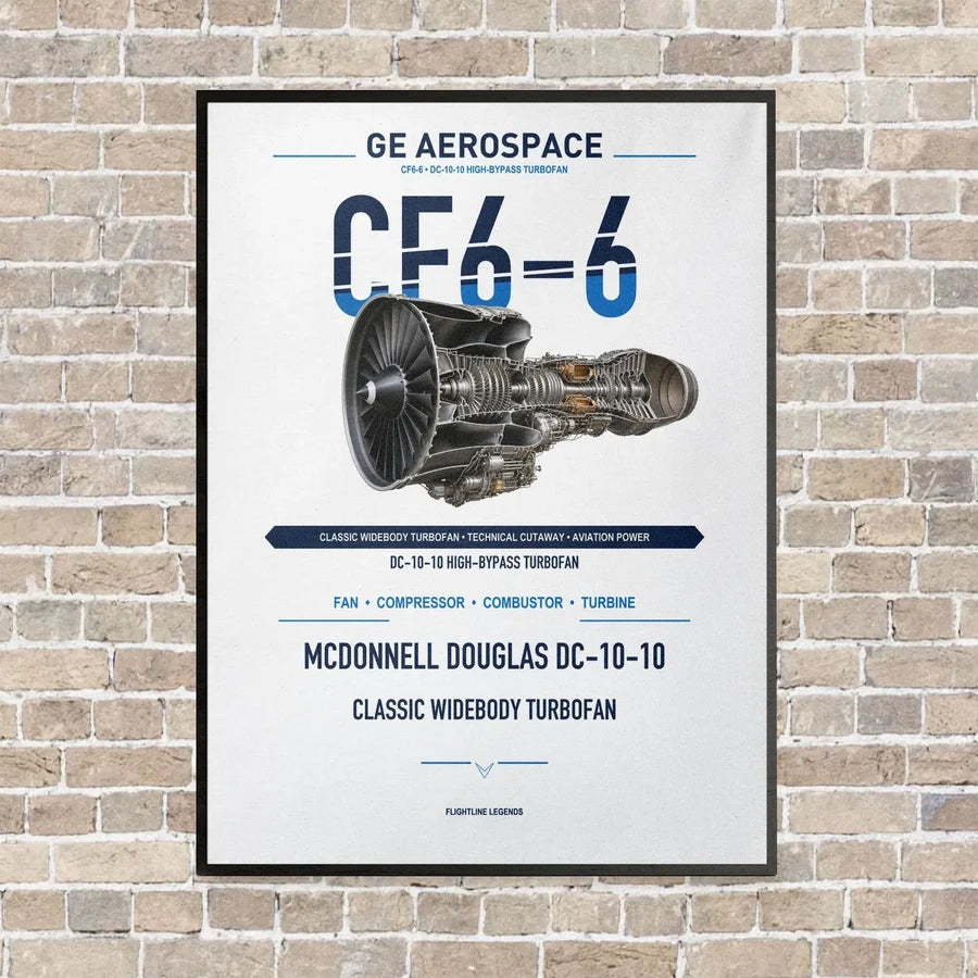 CF6-6 vertical canvas print - framed - white background